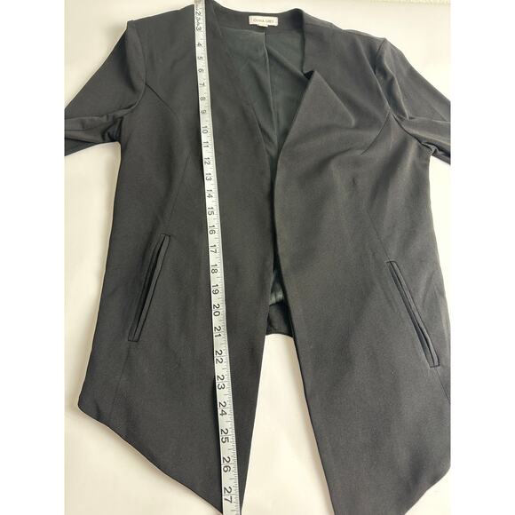 Olivia Grey Size Small Black Open Front Blazer Drape Professional Minimalist - Picture 5 of 6